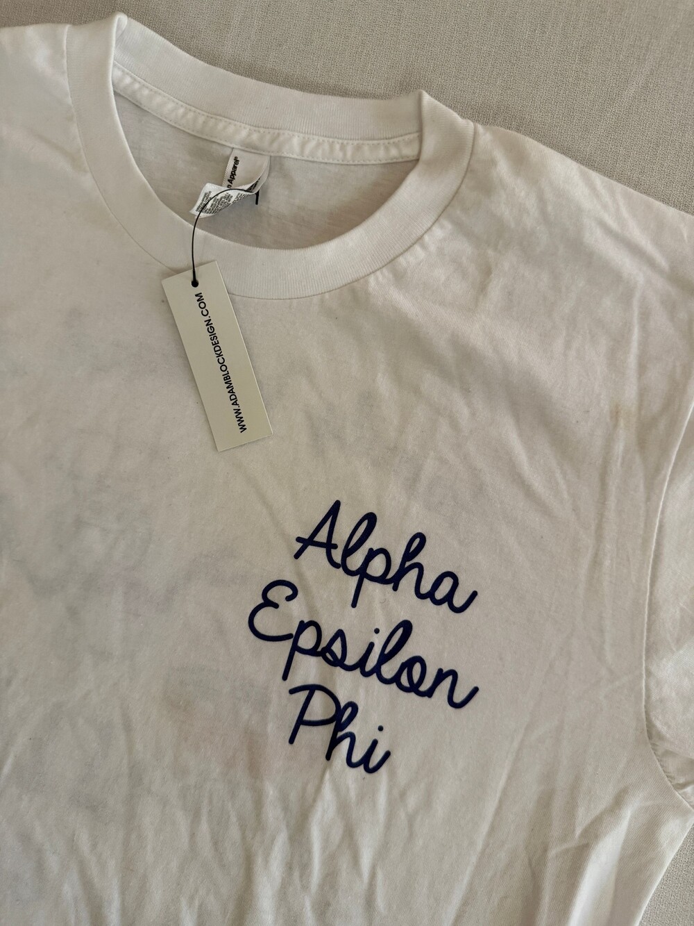 Bella + Canvas Alpha Epsilon Phi Medium White Cotton T-Shirt 0391